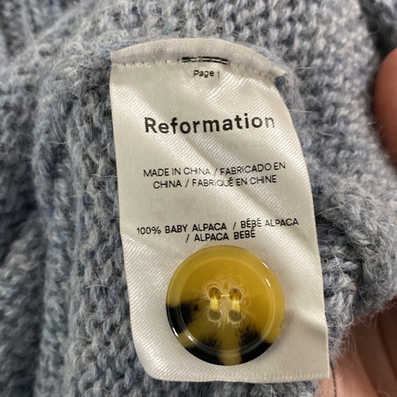 Reformation Belvedere baby alpaca oversized Henley sweater in blue size S - Picture 10 of 15
